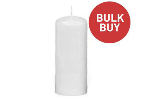 60mm x 150mm White EU Made Pillar Candles Bulk Buy (60 Candles)