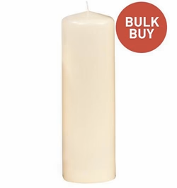 80mm x 250mm Ivory Pillar Candles (60 Candles) Bulk Buy