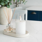 Hurricane Clear Glass Battery Real Wax Authentic Flame LED Candles x 12