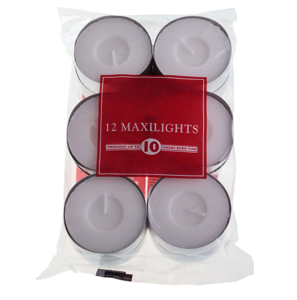 10 Hour Burn EU Made Extra Large Maxi Tea Lights 12 pack (Box of 144)