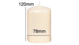 78mm x 120mm Ivory EU Made Pillar Candles (12 Candles)