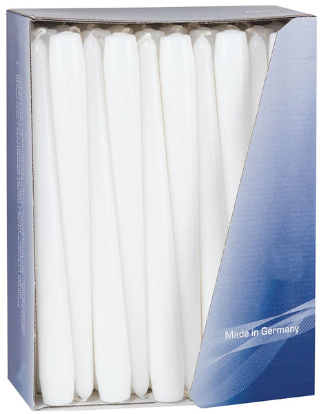 10 Inch White Tapered Dinner Candles - Box of 150 Candles *PROMOTION*