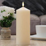 Ivory Battery Real Wax Authentic Flame LED Pillar Candles