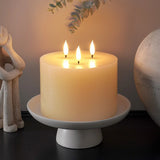 3 Wick Ivory LED Battery Pillar Candle 13cm(H) x 15cm(W) x 3