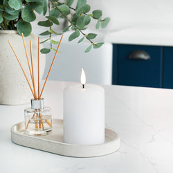 White Battery Real Wax Authentic Flame LED Pillar Candles x 12