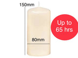 80mm x 150mm Ivory Pillar Candles Bulk Buy (60 Candles)