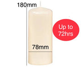 78mm x 180mm Ivory Pillar Candles (12 Candles)