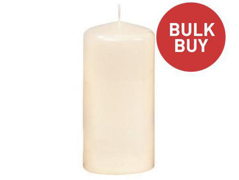 80mm x 150mm Ivory Pillar Candles Bulk Buy (60 Candles)