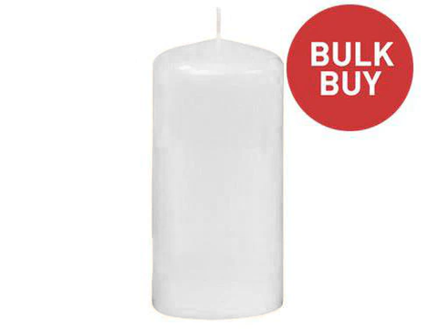 80mm x 150mm White Pillar Candles Bulk Buy (60 Candles)