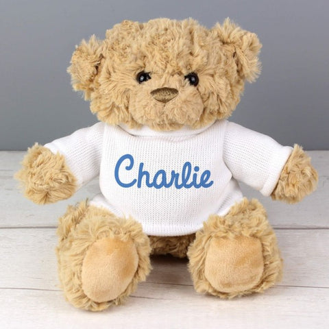 Personalised Blue Name Only Teddy Bear (Approx 7 Day Delivery Time)