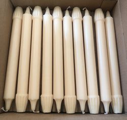 10" Classic Ivory EU Made Dining Banqueting Candles With Self Fitting Base (50 Candles)