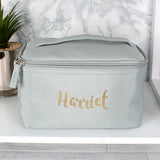 Personalised Gold Name Grey Vanity Bag (Approx 7 Day Delivery Time)