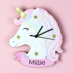 Personalised Unicorn Shape Wooden Clock (Approx 7 Day Delivery Time)
