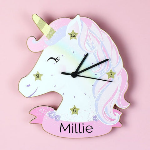 Personalised Unicorn Shape Wooden Clock (Approx 7 Day Delivery Time)